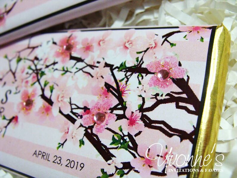 Bridal Shower Cherry Blossom Candy Bar Wrappers Assembled With Etsy