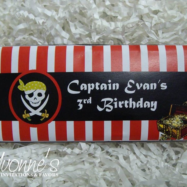 Pirate Candy Bar Wrappers - Chocolate Bar Favors - Birthday Party Favor - For Child Birthday, For Him Birthday