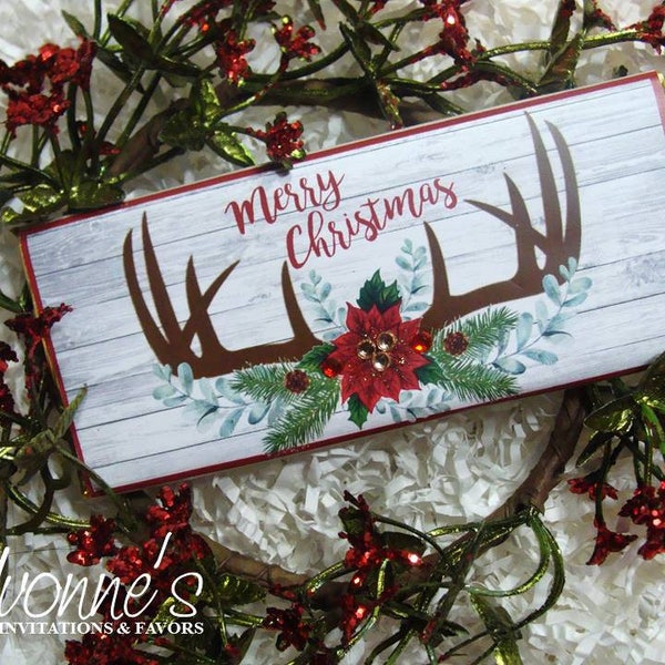 Christmas Candy Bar Wrappers Assembled with Chocolate Bars-Party Favors-Boho Rustic Antlers Bohemian-Stocking Stuffers-Office-Teacher Gift