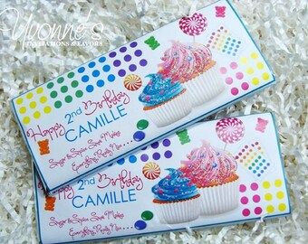 Sweet Candy Shop Candy Bar Wrappers for Chocolate Bar Favors-Candy Shop Cupcake Party Favors-For Kids Birthday-Class School (Set of 12)