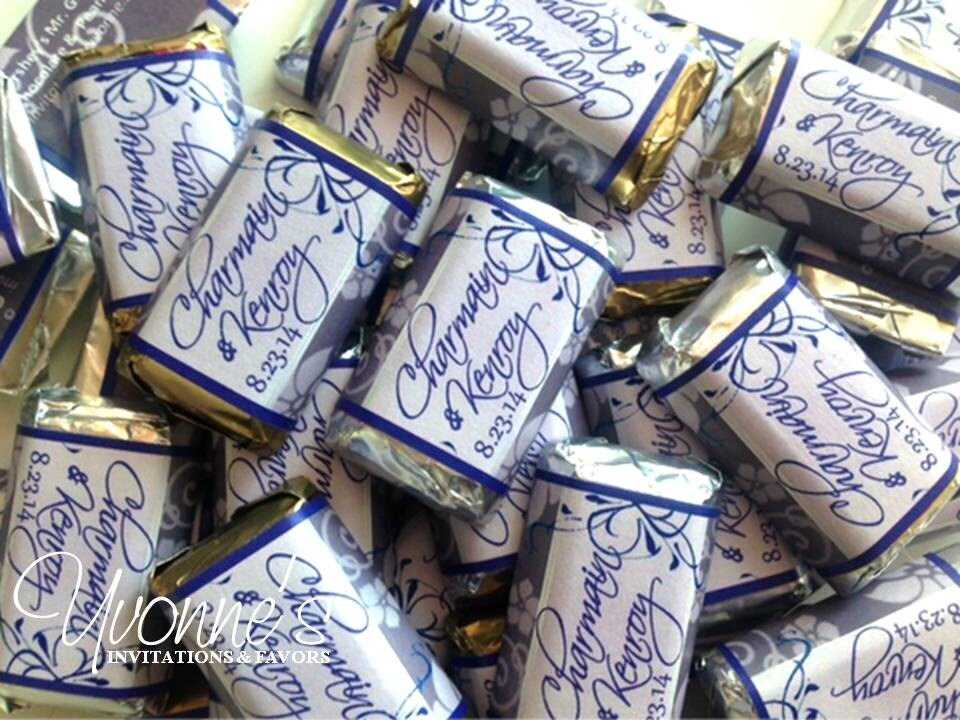 Purple Wedding Mini Candy Bar Wrappers Miniature Chocolate Etsy