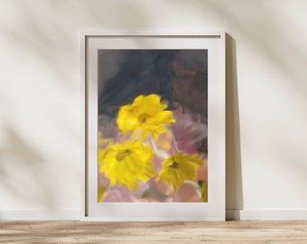 Mirrored Golden Flowers 1, Modern Abstract Photography by Araya Jensen