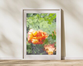 Abstract Tulips on Green, Modern Photography Wall Art by Araya Jensen