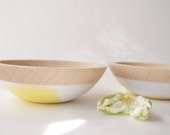 Wooden Salad Bowl, 7" Yellow and White Swirl, Modern Decor, Spring Kitchen