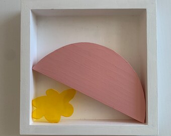Geometric + flower, modern art wood sculpture