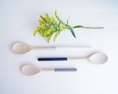Wooden Spoons Set of Three By Willful, white, black, grey, rubber dipped wooden spoon, wedding gift,  hostess gift