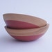 CLEARANCE 8" Wooden Popcorn Bowl Set of 2 By Wind and Willow Home, Deep Red, Wedding Gift, House Warming Gift, Neon