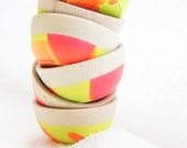 Wooden Mini Bowl Set of Two: Neon, Modern Kitchen, Summer