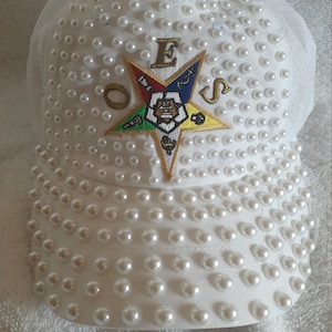 OES - Order of The Eastern Star Pearls embellished ball cap with adjustable closure