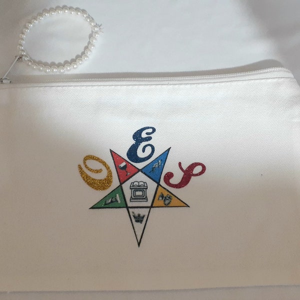 OES - Order of The Eastern Star logo wristlet zipper pouch