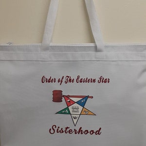 OES - Order of The Eastern Star logo with gavel Sisterhood tote bag
