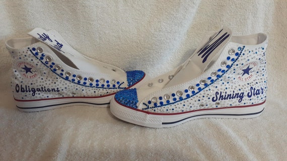 OES Order of the Eastern Star Rhinestone Converse Custom Tennis Shoes 