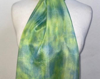 Handgefärbtes Halstuch aus Seide in der Farbe Grün Teal