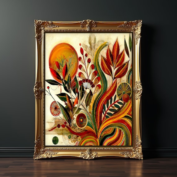 Earthy Room Decor, MCM Boho Wall Decor, MCM Wall Art, Mid Century Modern Painting, Midcentury Artwork, Bohemian Earth, New Apartment Gift