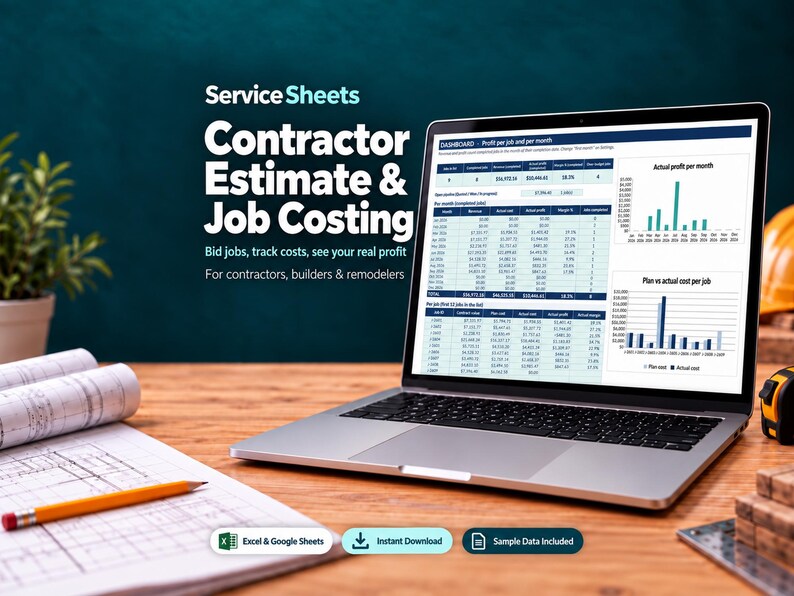 Contractor Estimate & Job Costing Spreadsheet | Construction Bid ...
