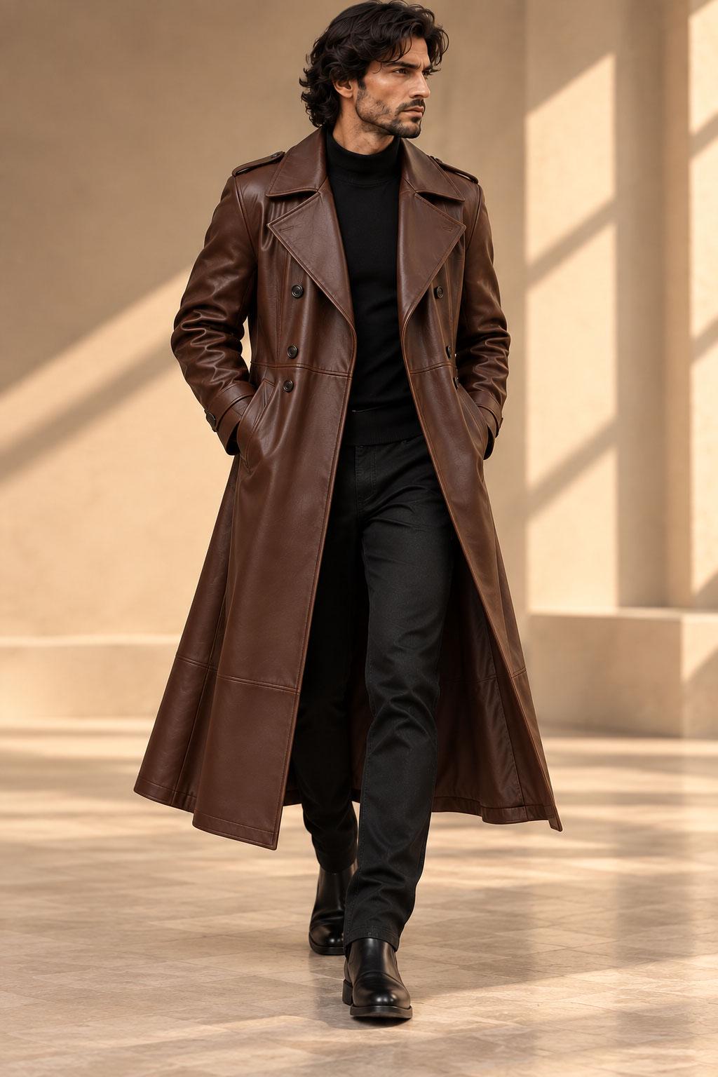 Chocolate Brown Wool Trench Coat - Etsy