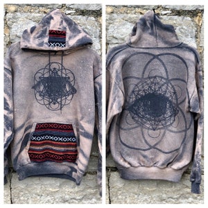 Made to Order Unisex Charcoal Grey All Seeing Eye Sacred Geometry Ethnic Textile Pullover