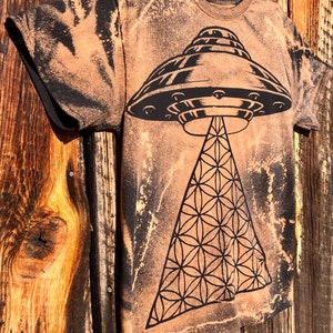 Unisex Reverse dyed UFO Flower of Life tee