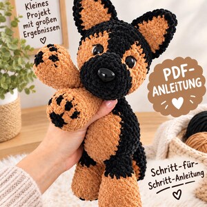 Häkelanleitung für einen süßen Hund aus Chenillegarn – Detaillierte PDF-Anleitung mit Schritt-für-Schritt-Erklärung zum Selberhäkeln
