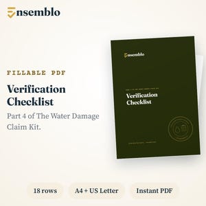 Insurance Policy Verification Checklist PDF, Home Claim Deductible Coverage Tracker