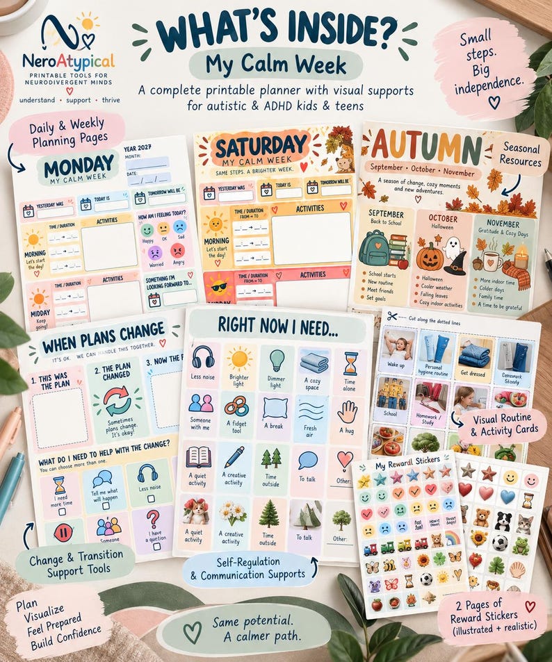 Visual Schedule for Autistic and ADHD Kids | Printable Weekly Planner ...
