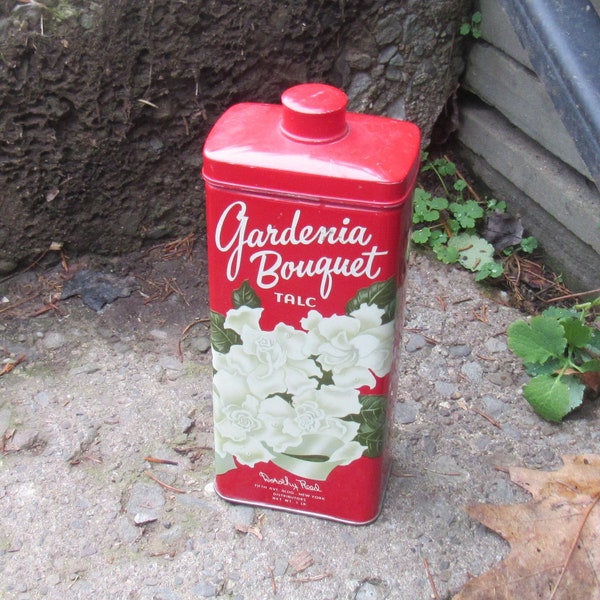 GARDENIA BOUQUET TALC tin, 1 pound, full of contents, New York