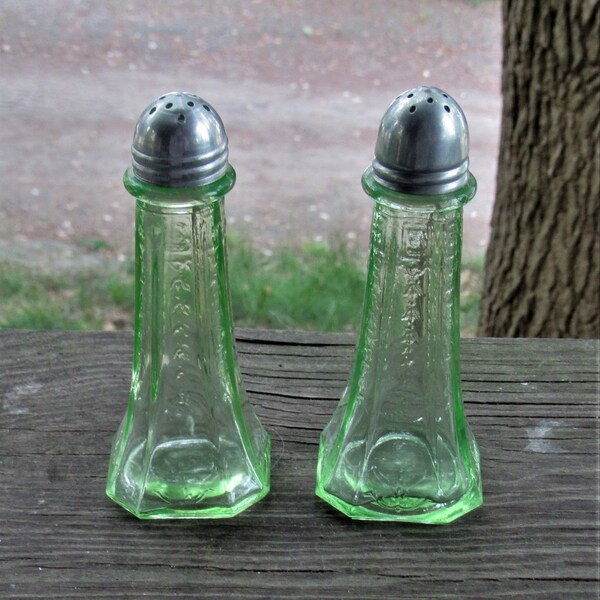 Depression Glass Salt and Pepper Shakers Etsy