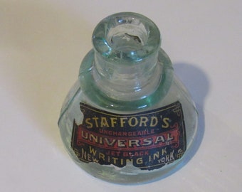 STAFFORDS CONE INK aqua bottle with label