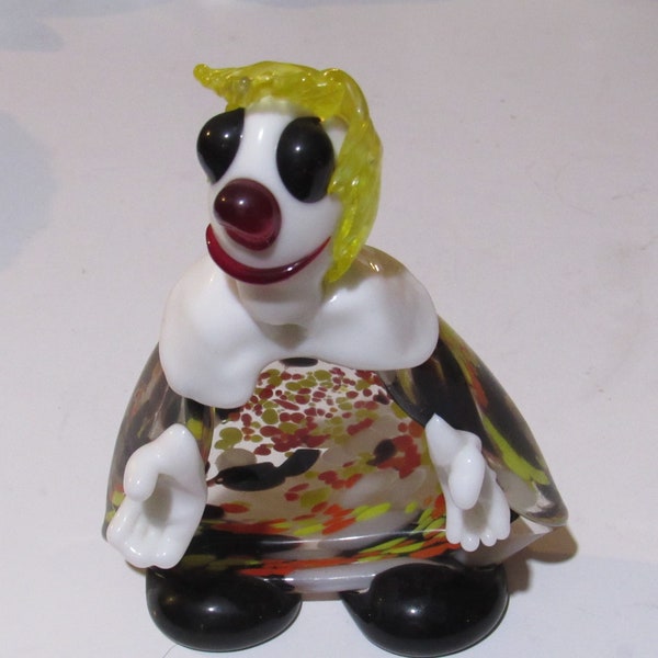 Murano art glass clown dish or ashtray, bug eyes, 8-3/4" high