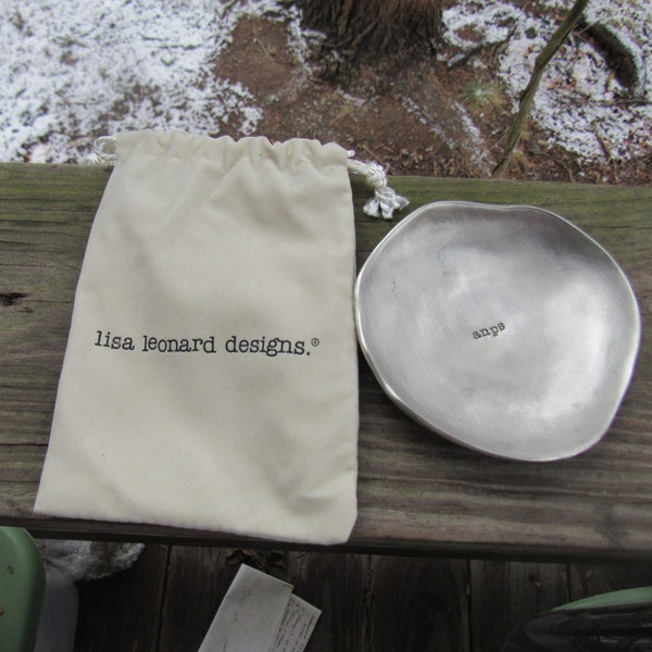 ANPS PEWTER TRINKET dish with cloth bag by Lisa Leonard