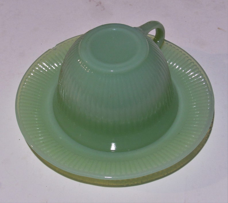 JANE RAY JADEITE Cup and Saucer Etsy