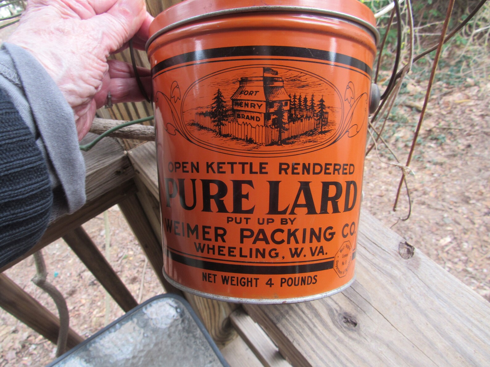 Lard pail from West Virginia with bail great shape 4 pounds Etsy