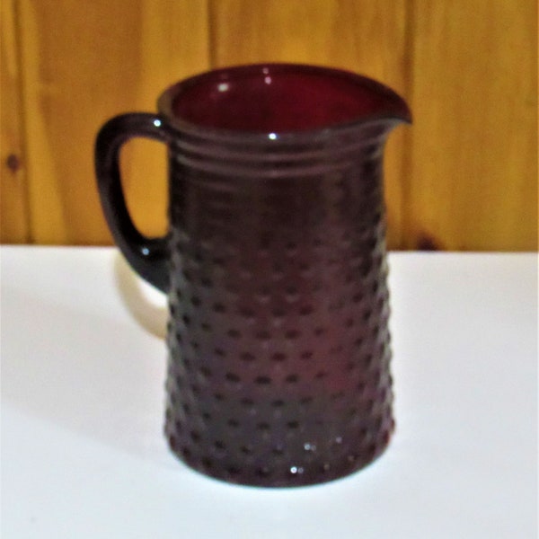 RUBY HOBNAIL PITCHER 8" high, flawless condition