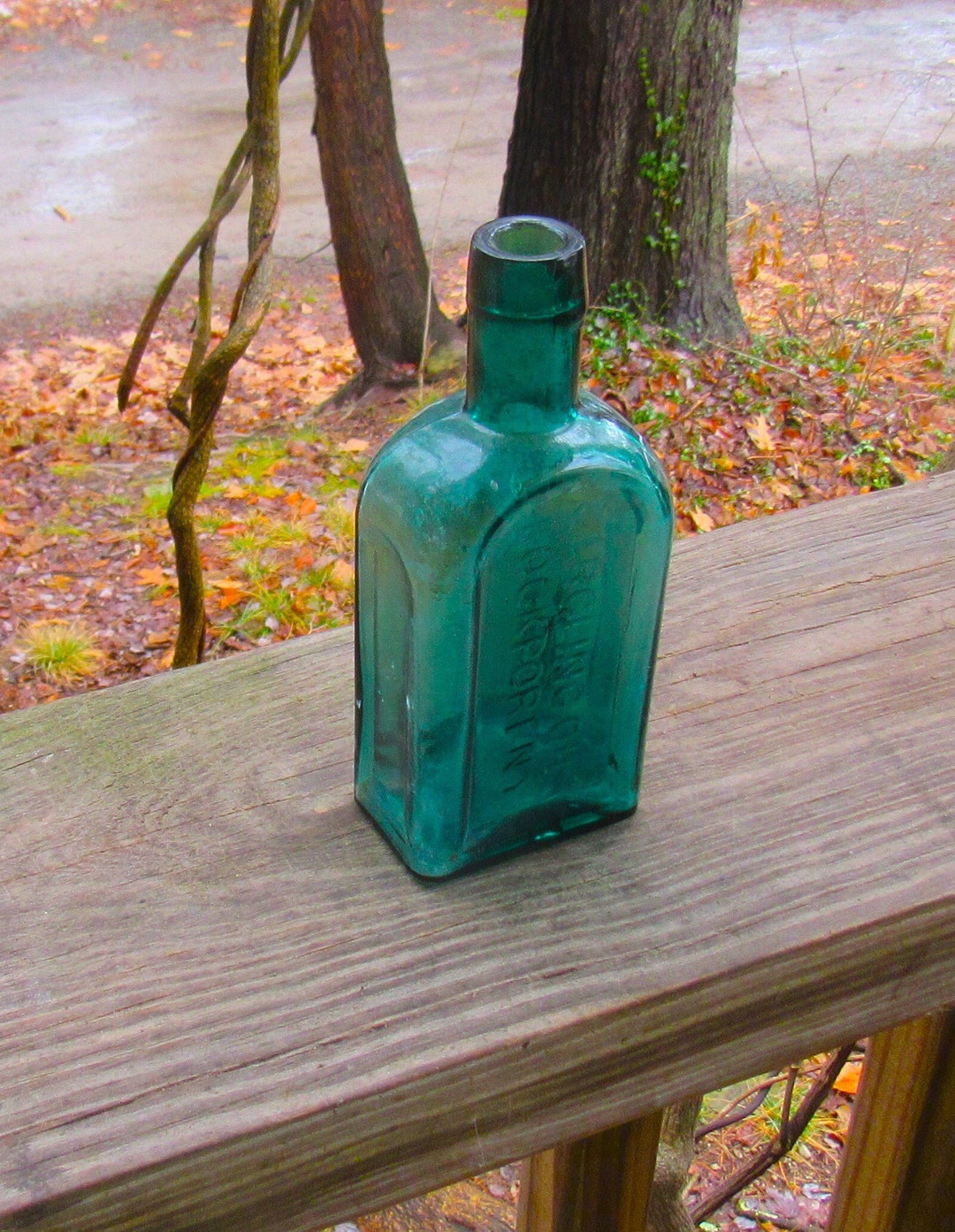 GARGLING OIL LOCKPORT Deep Aqua Bottle Etsy