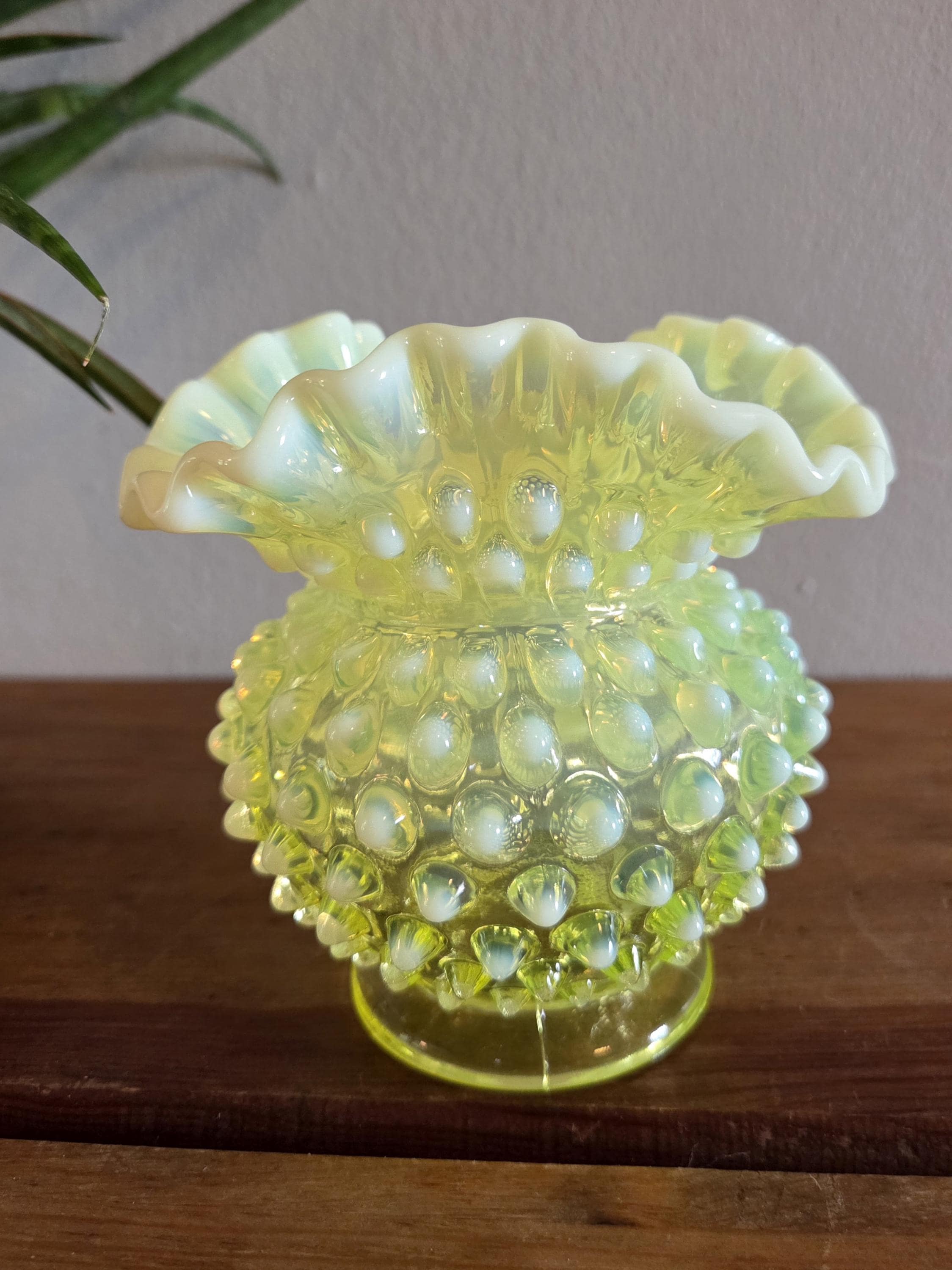 Yellow Vaseline Opalescent Hobnail Glass - Etsy