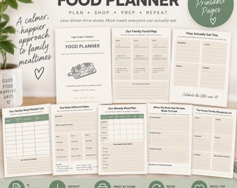 Planificador de comidas para familias con paladares exigentes / Sistema de alimentación para niños con gustos selectivos (PDF en formato A4 y Carta estadounidense)