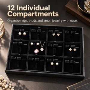 Jewelry Organizer Tray, Stackable Velvet Display Case for Rings and Necklaces