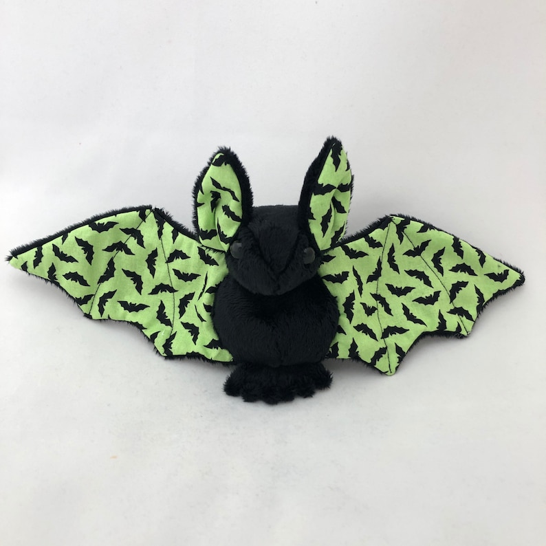 Black Lime Green Bat Wing Bat Plush Stuffed Animal Softie Etsy