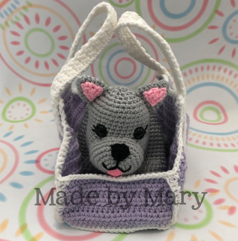 PDF PATTERN: Puppy and Carrier Amigurumi Pattern Crochet Pattern Only, Not Actual Doll Crochet Puppy image 1