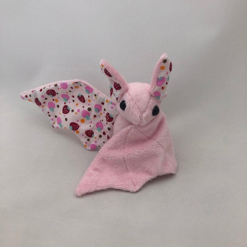 Light Pink Strawberry Bat Plush, Stuffed Animal, Softie image 5