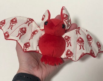 Red Santa Bat Plush, Stuffed Animal, Softie