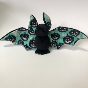 Black Jack-o-Lantern Wing Bat Plush, Stuffed Animal, Softie
