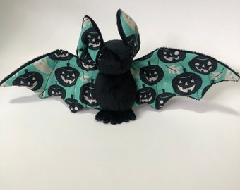 Black Jack-o-Lantern Wing Bat Plush, Stuffed Animal, Softie