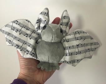 Grey Music Bat Plush, Stuffed Animal, Softie