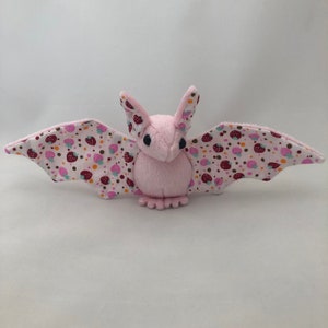Light Pink Strawberry Bat Plush, Stuffed Animal, Softie