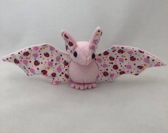 Light Pink Strawberry Bat Plush, Stuffed Animal, Softie