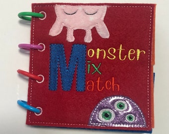 Monster Quiet Book, mix and match book, interactive flip book