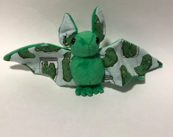 Green Pickle Bat Plush, Stuffed Animal, Softie