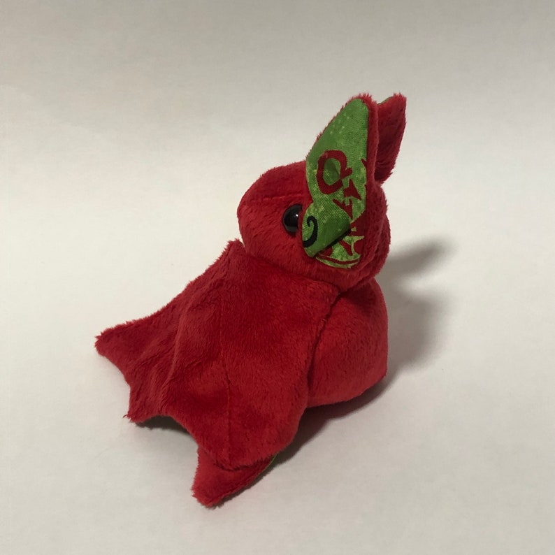 Red Merry Christmas Santa Bat Plush, Stuffed Animal, Softie image 8