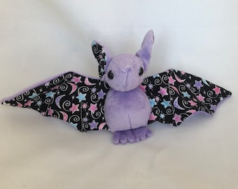 Purple Stars Bat Plush, Stuffed Animal, Softie